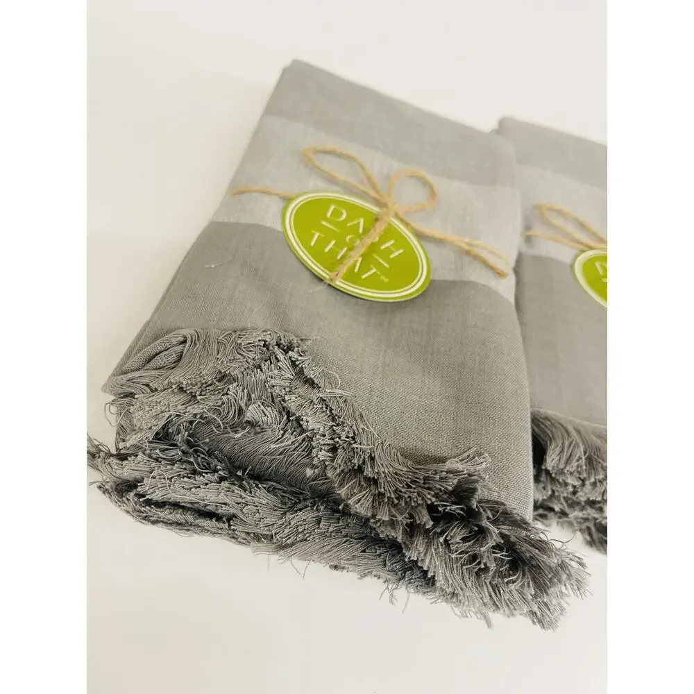 Natural Cloth 18x18” Table Napkin With Fringes‎ Modern Style 12-pack Gray